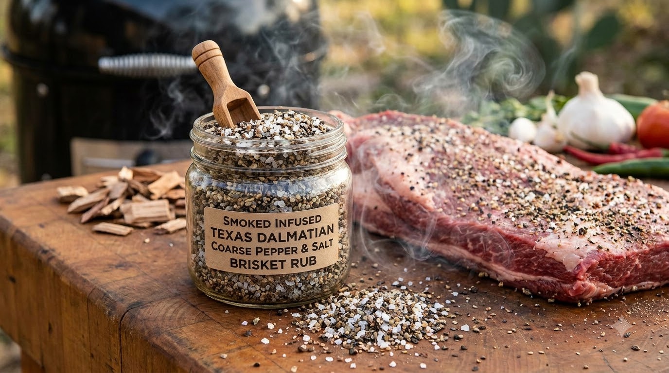 Smoked Infused Texas Dalmatian Coarse Pepper & Salt Brisket Rub